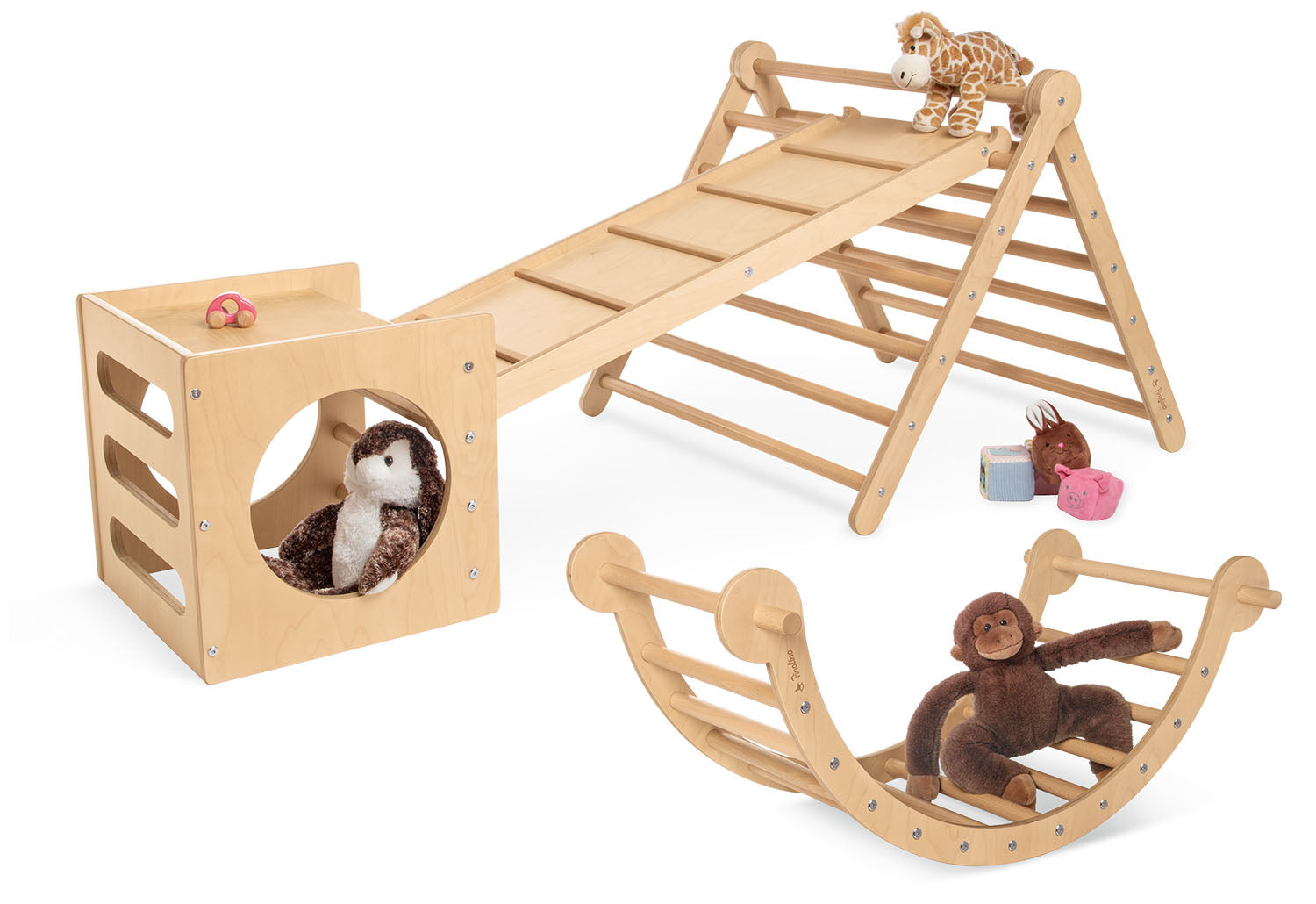 Pinolino Kletterset 'Kari' mit Dreieck, Brett, Würfel und Bogen, 4-tlg.