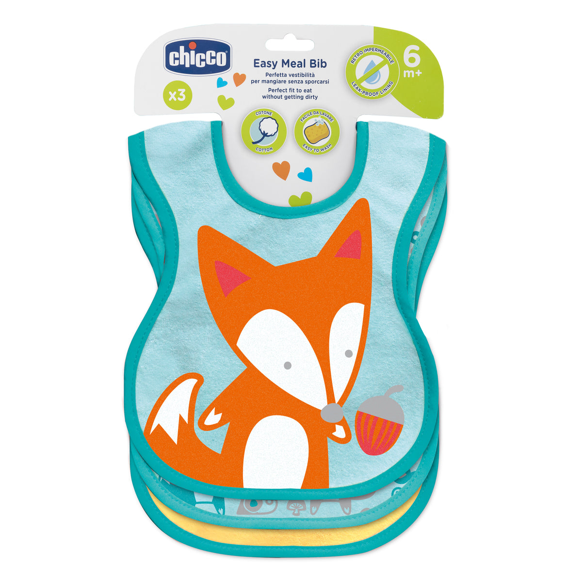 Chicco Baumwoll-Lätzchen 3Stk. 6m+