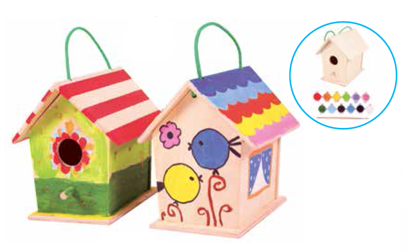 Spielba Vogelhaus Kreativset mit 12 Farben und Pinsel