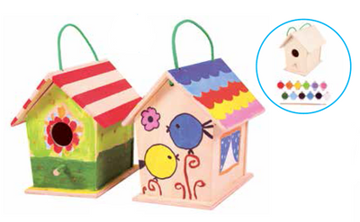 Spielba Vogelhaus Kreativset mit 12 Farben und Pinsel