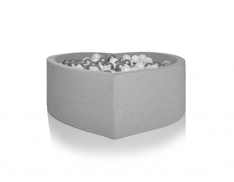 Kidkii Bällebad Herz light grey (200 Bälle weiss/grau)