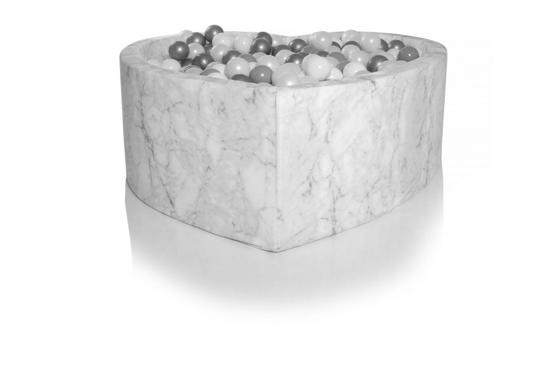 Kidkii Bällebad Herz marble (200 Bälle weiss/grau)