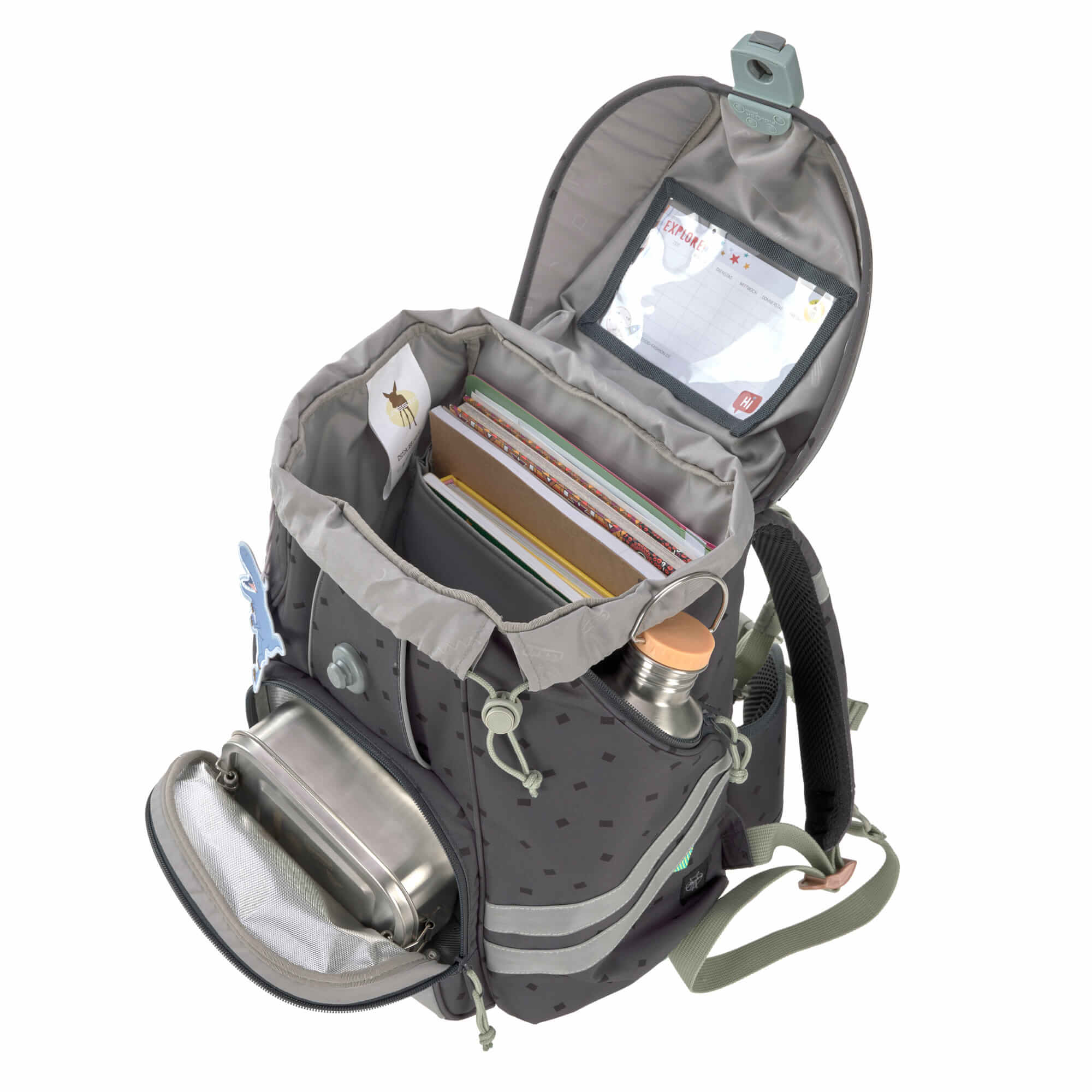 Lässig Schulranzen Set 7-teilig Flexy Unique Speckles anthracite