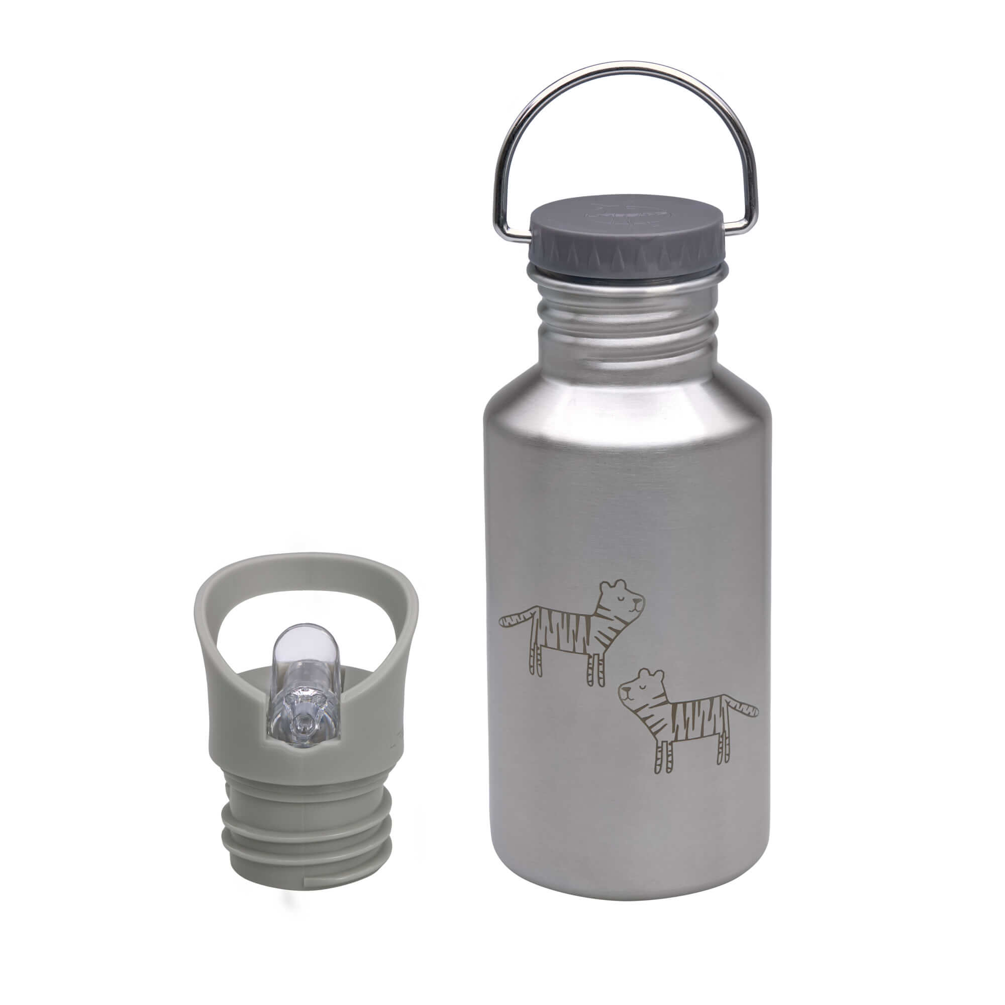 Lässig Trinkflasche Kinder - Edelstahl, Safari Tiger