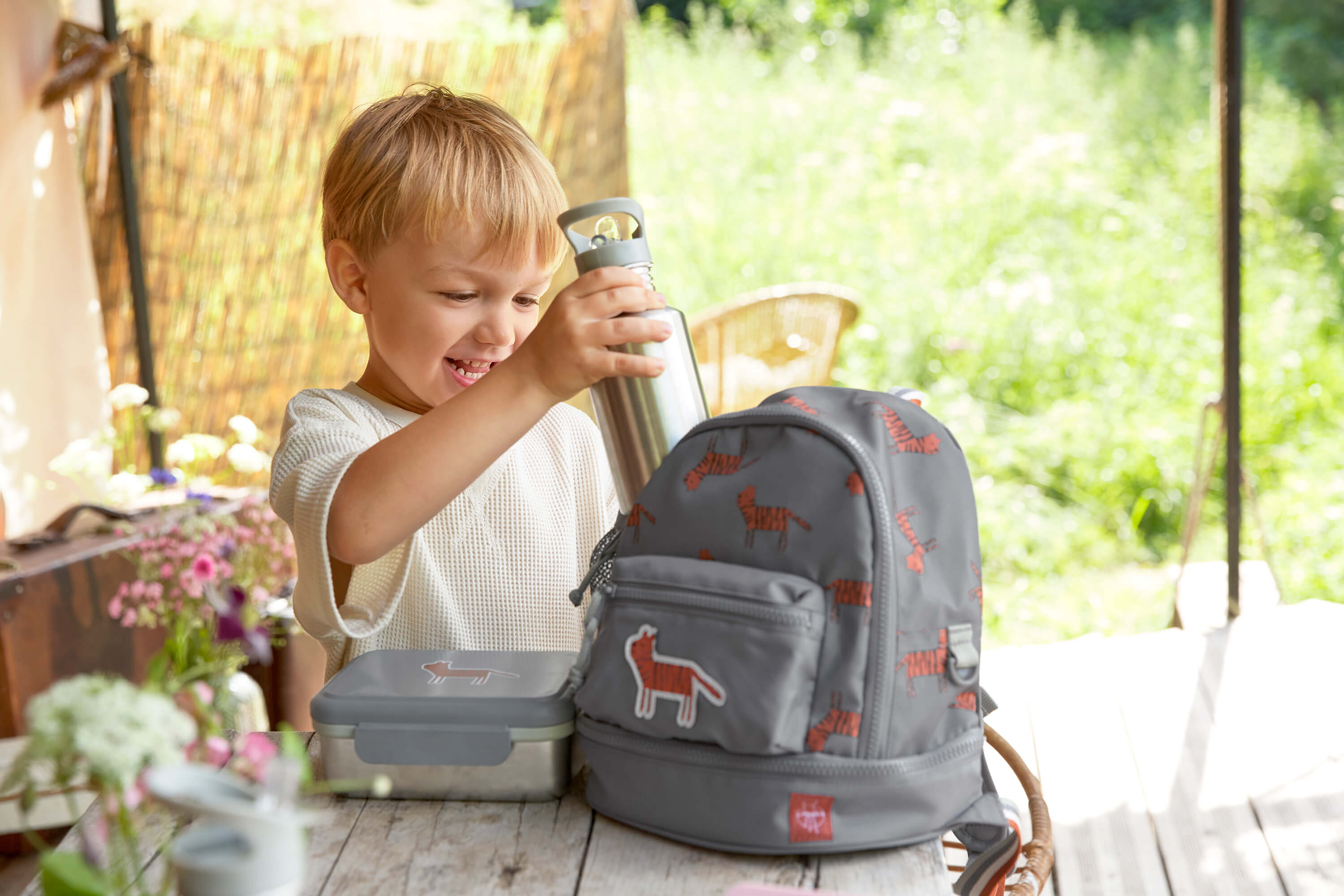 Lässig Trinkflasche Kinder - Edelstahl, Safari Tiger