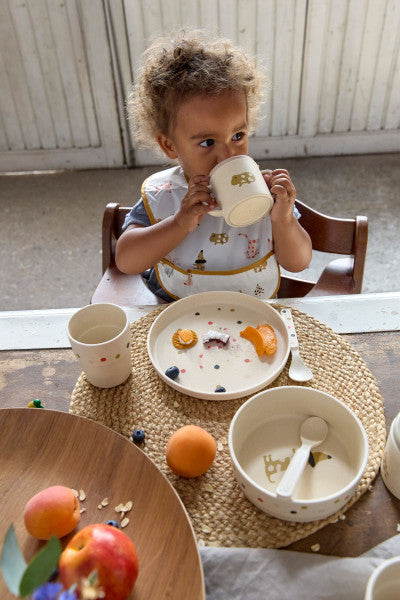 Lässig Kindergeschirr Set (Teller - Schüssel - Becher - Löffel), Little Mateys Spicy Orange