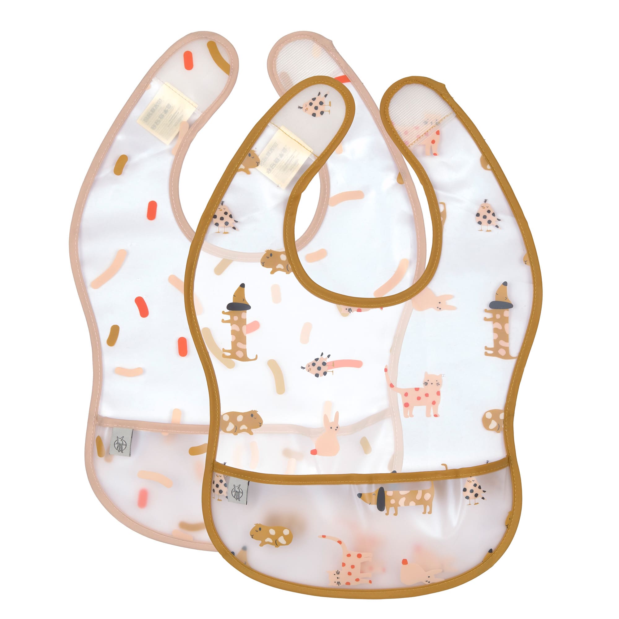 Lässig Lätzchen mit Auffangschutz (2 Stk) - Abwaschbar Little Mateys Spicy Orange