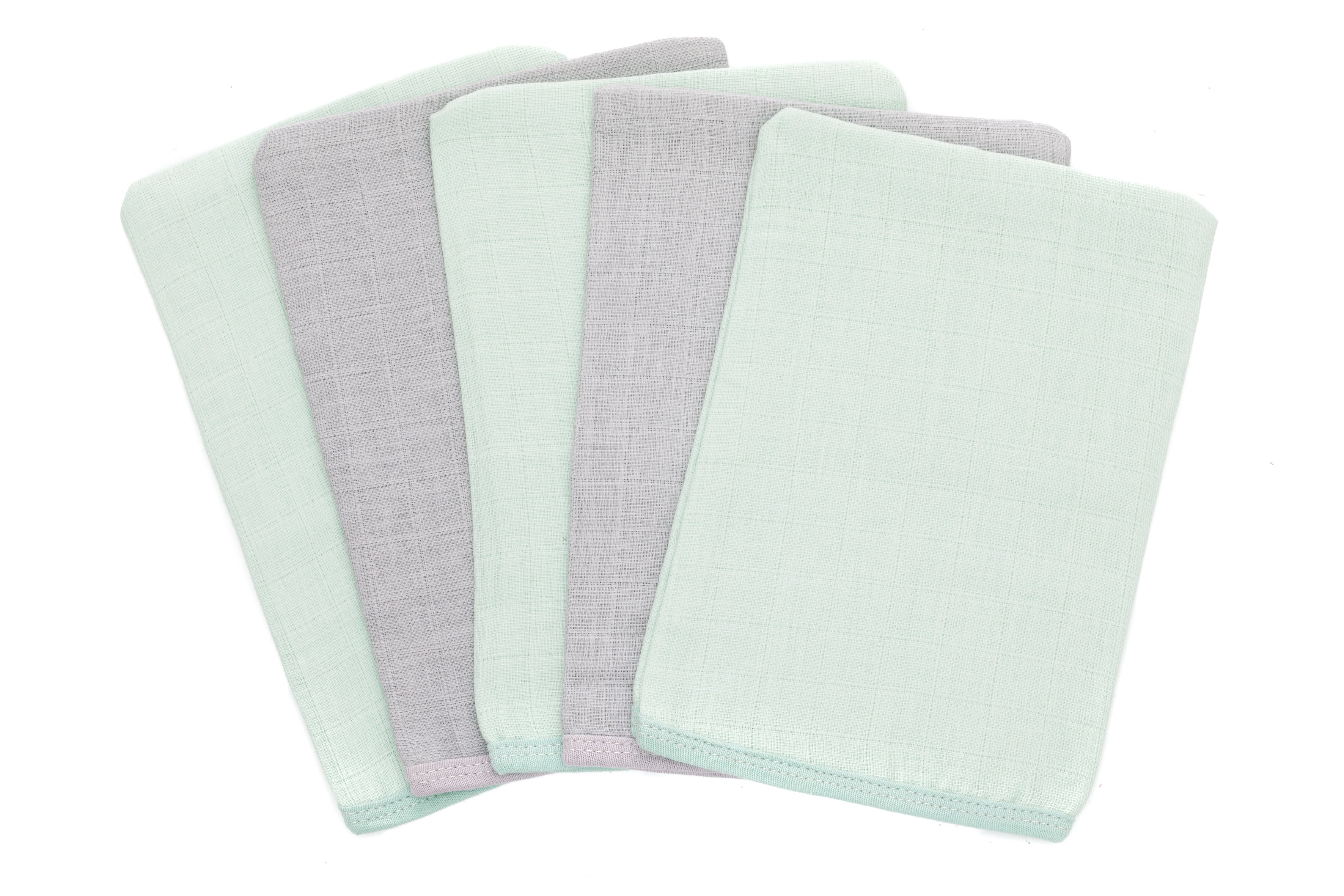 Fillikid Waschhandschuh Mull 5er Pack mint/grau