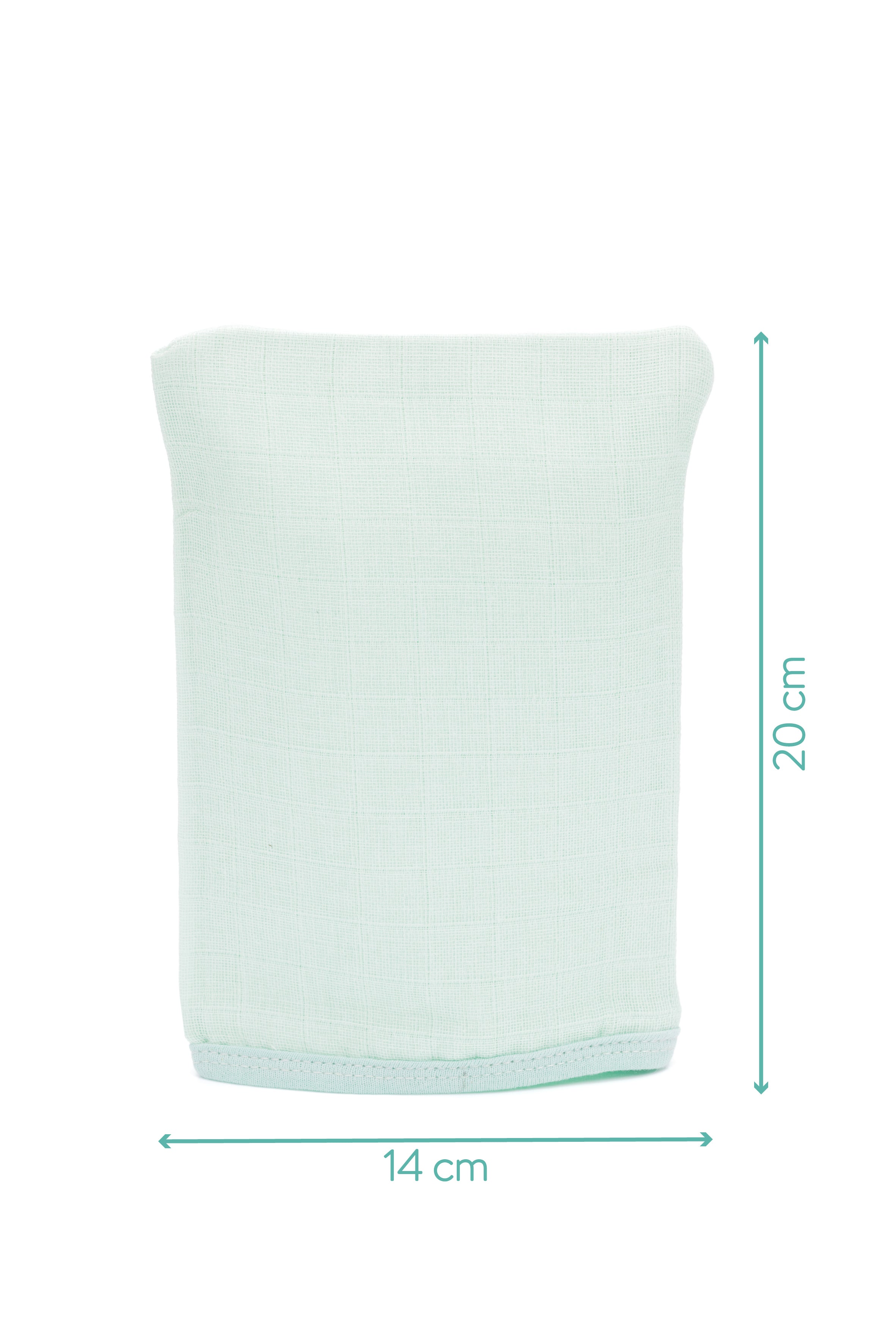 Fillikid Waschhandschuh Mull 5er Pack mint/grau