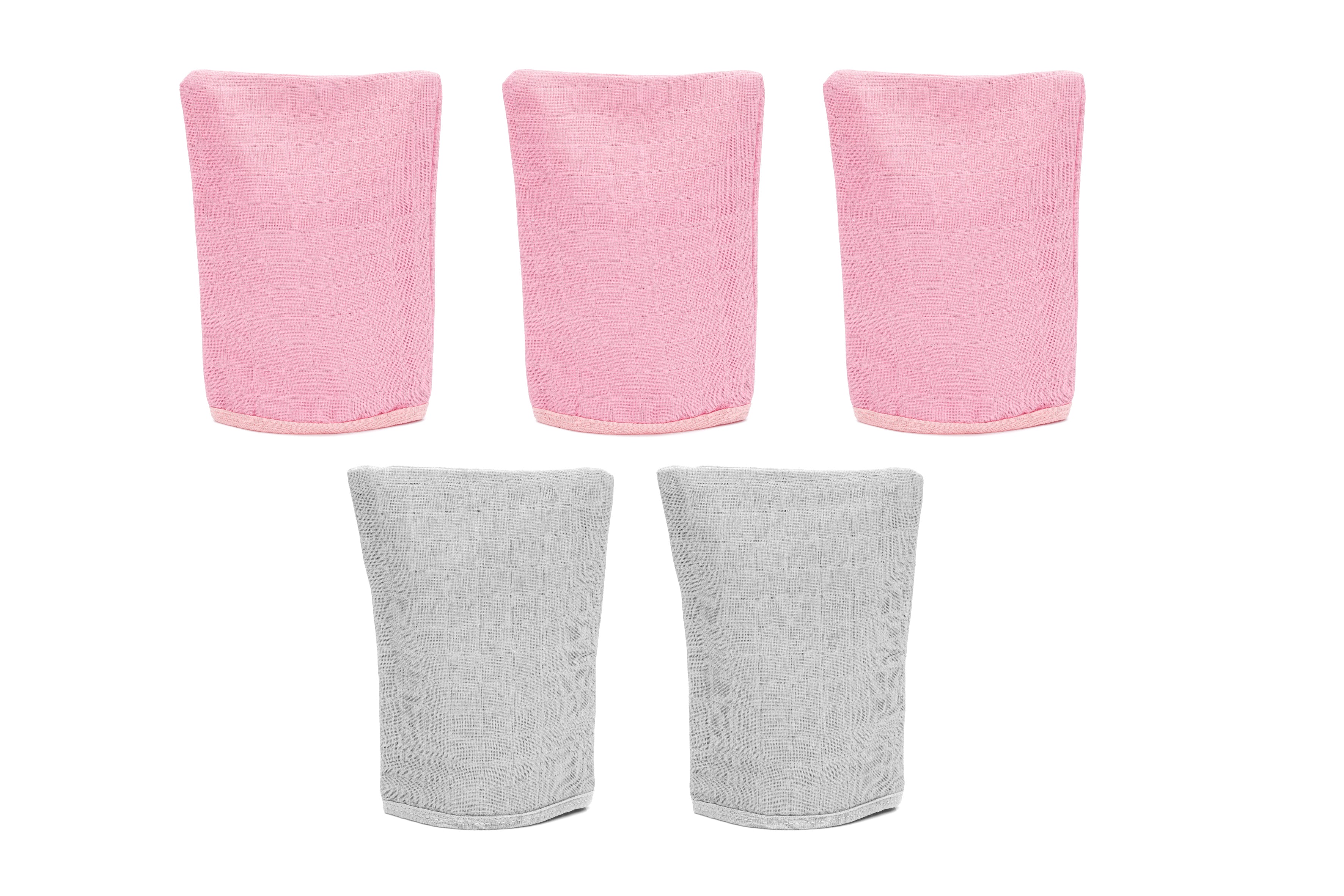 Fillikid Waschhandschuh Mull 5er Pack rosa/grau