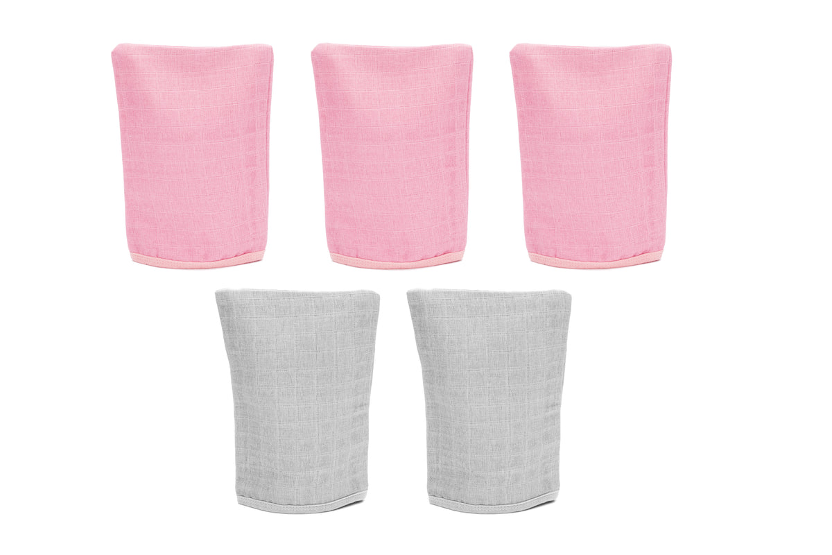 Fillikid Waschhandschuh Mull 5er Pack rosa/grau