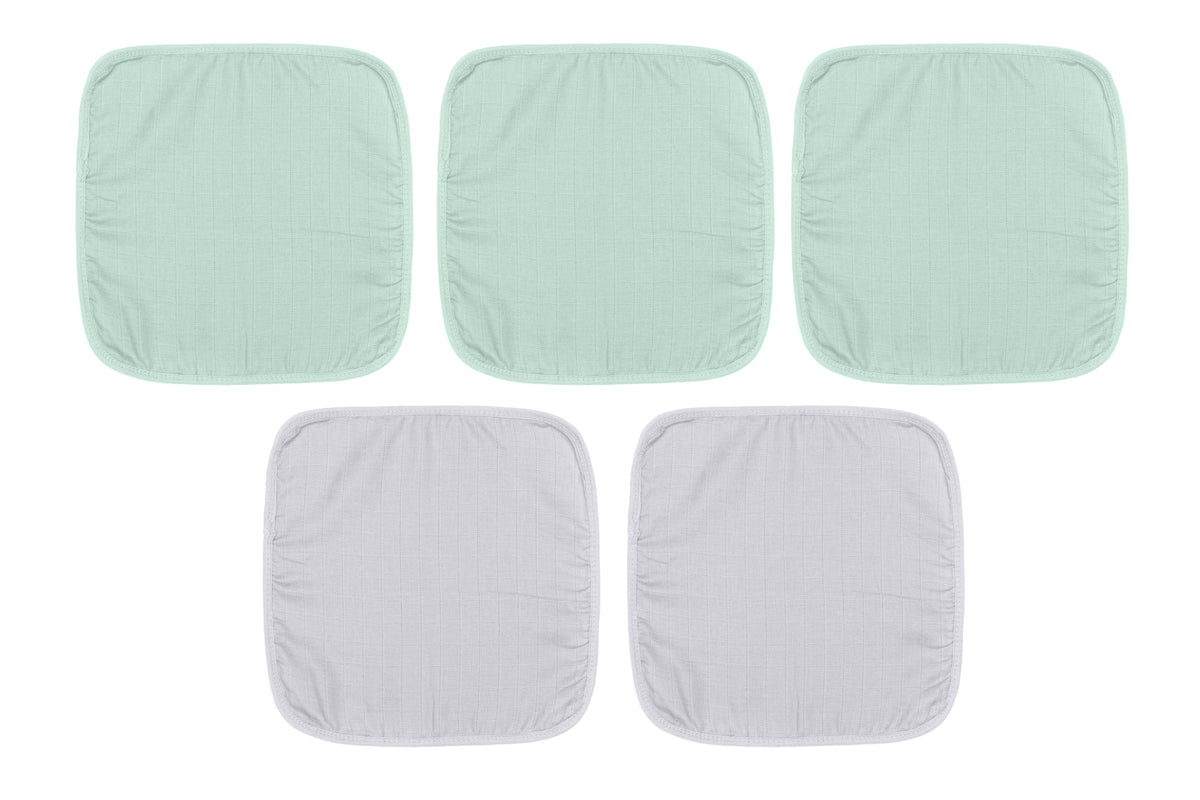 Fillikid Waschlappen Mull 5er Pack 30x30 cm mint/grau