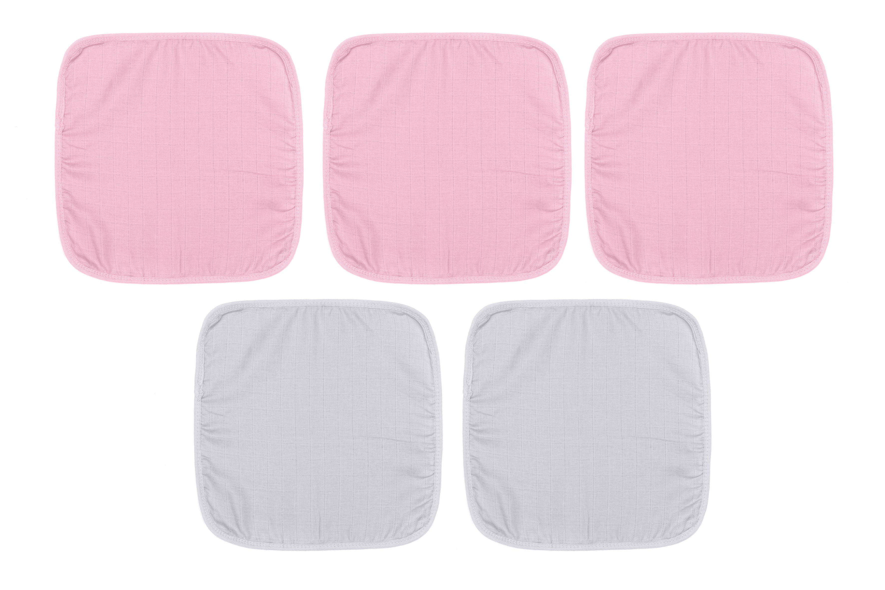 Fillikid Waschlappen Mull 5er Pack 30x30 cm pink/grau
