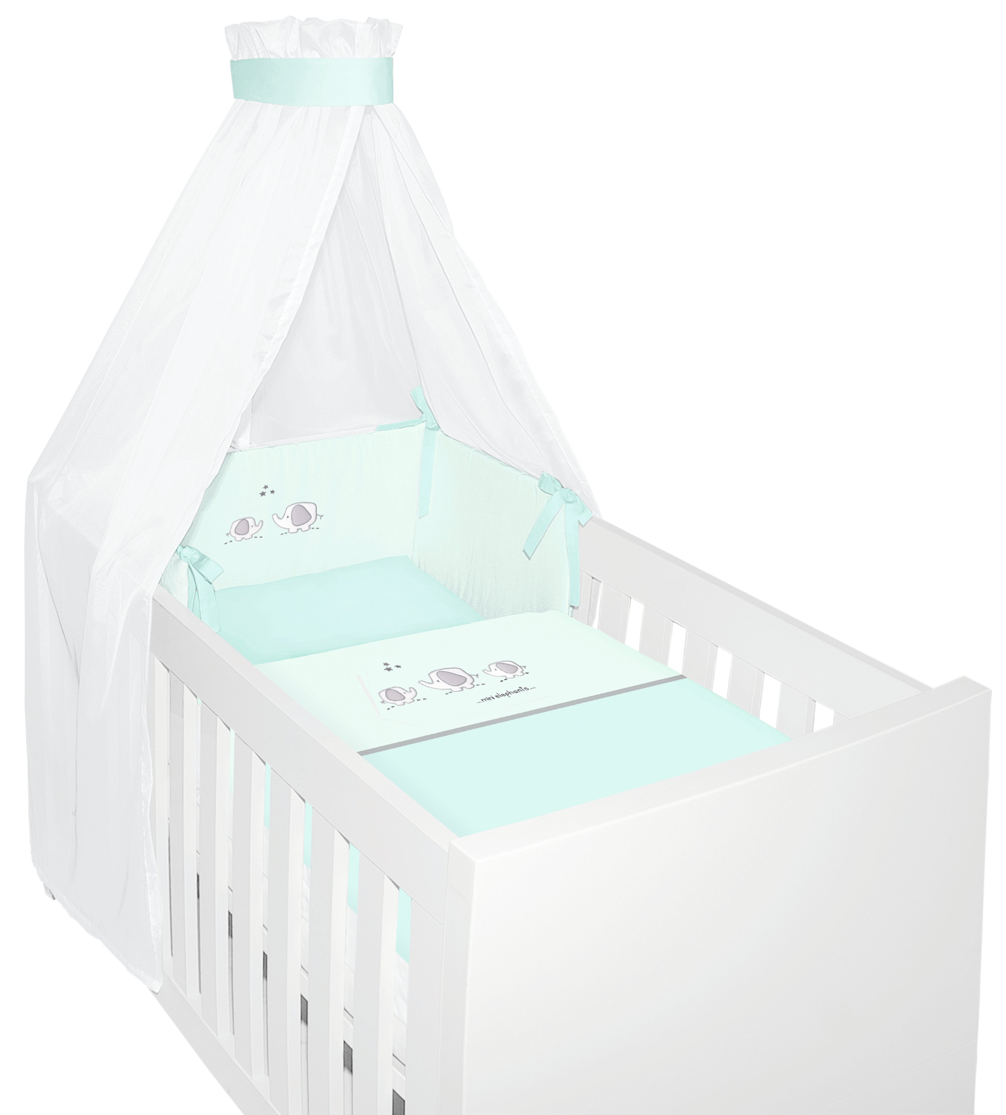 Bettset Mini Elephant mint 4tlg. inkl. gratis Fixleintuch Tencel