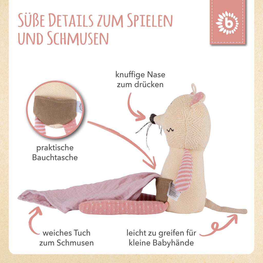 Bieco Kuscheltier Maus mit Schmusetuch