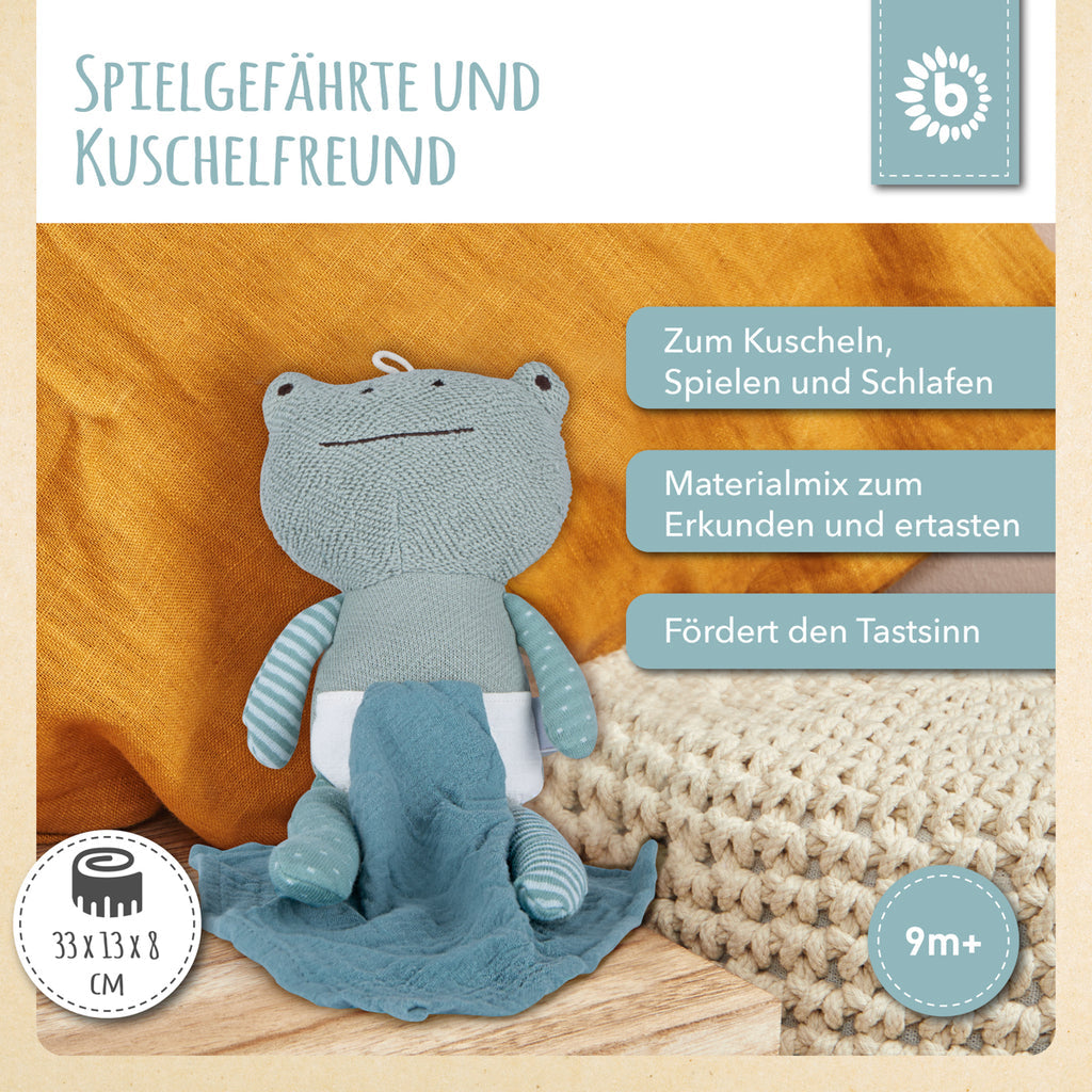 Bieco Kuscheltier Frosch mit Schmusetuch