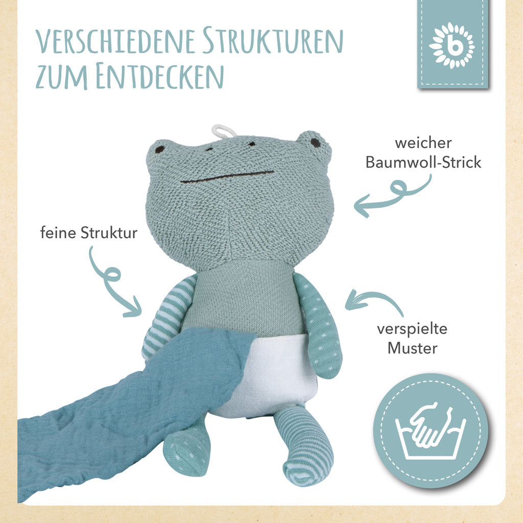 Bieco Kuscheltier Frosch mit Schmusetuch