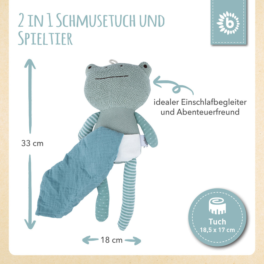 Bieco Kuscheltier Frosch mit Schmusetuch