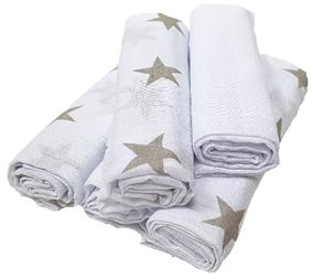 Mulltücher 5er Pack Stars grey