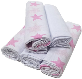 Mulltücher 5er Pack Stars pink