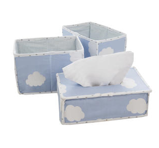 Roba 3er Set: Feuchttuchorganizer, 2x Windelbox - Kleine Wolke blau