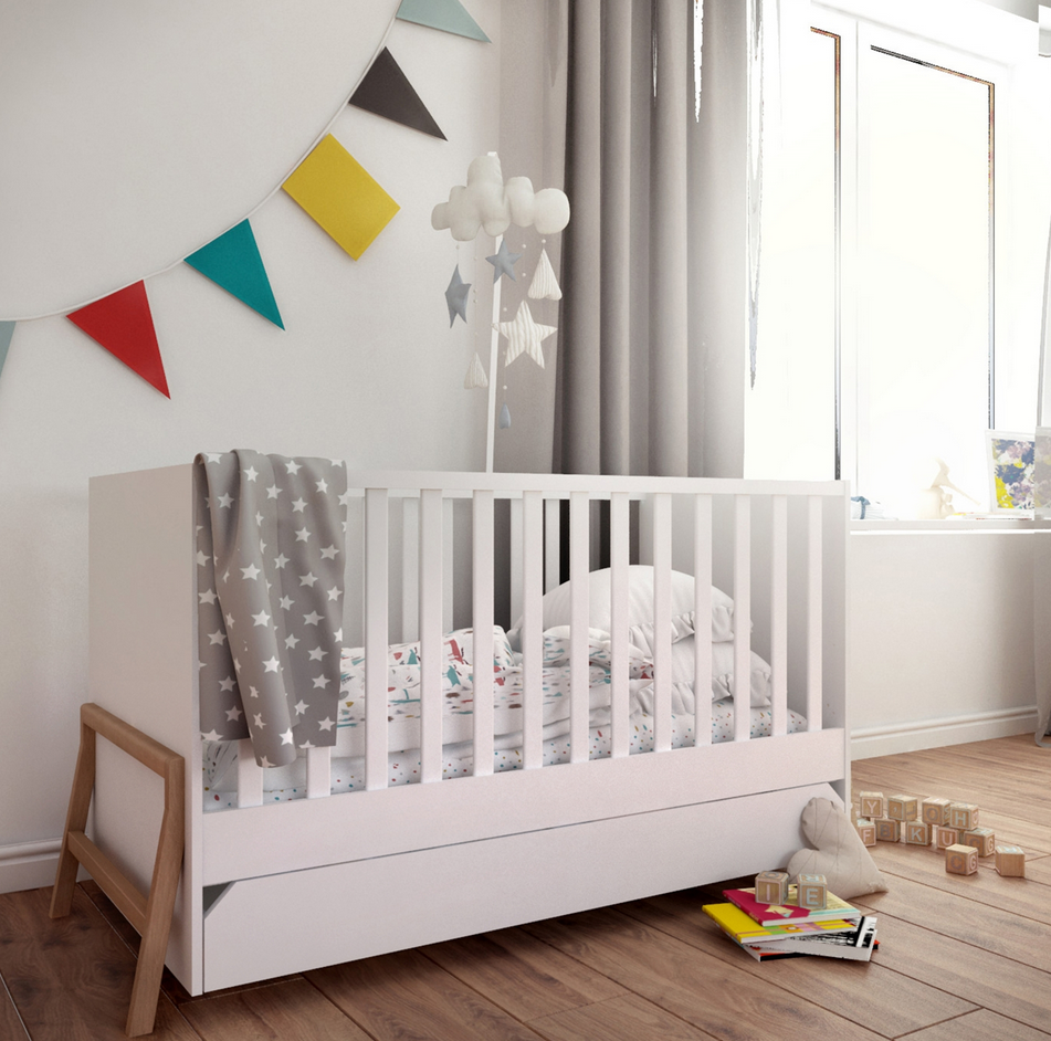 BISAL Kinderbett mit Schublade LOTTA 70x140cm - Weiss