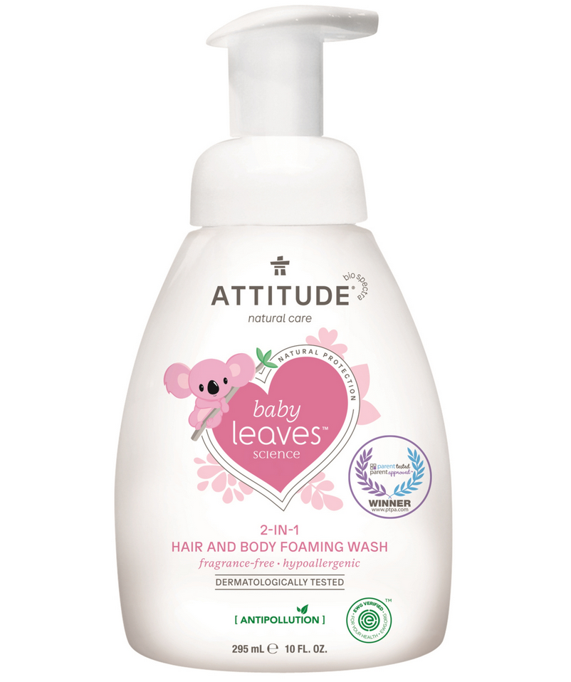 ATTITUDE BabyLeaves 2 in 1 Waschschaum für Körper und Haar parfümfrei