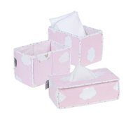 Roba 3er Set: Feuchttuchorganizer, 2x Windelbox - Kleine Wolke rosa