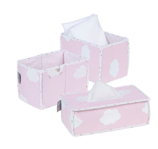 Roba 3er Set: Feuchttuchorganizer, 2x Windelbox - Kleine Wolke rosa