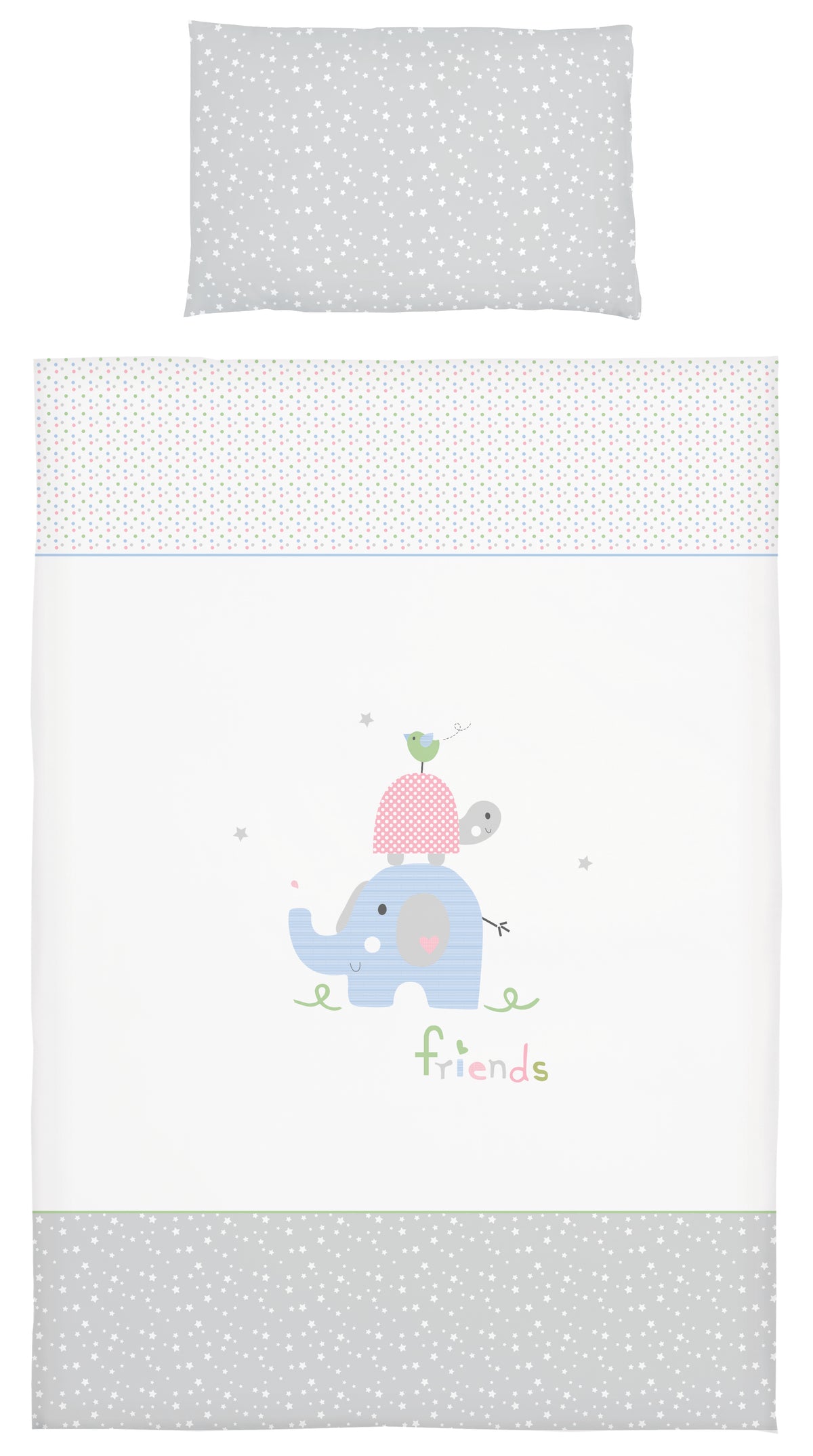 Bettset Friends rosa-grau 4tlg. inkl. gratis Fixleintuch Tencel