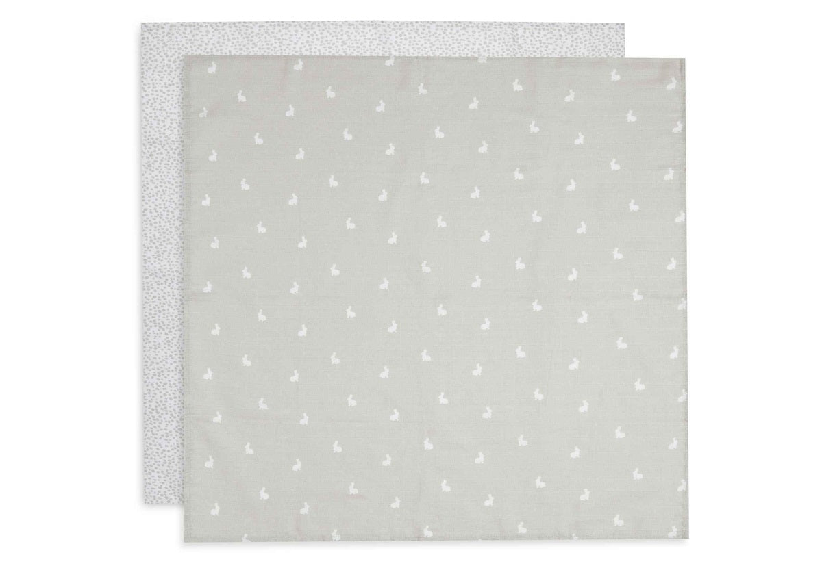 Jollein Spucktuch Hydrophill 70x70cm Dotted&amp;Rabbit Nougat GOTS 2er Pack