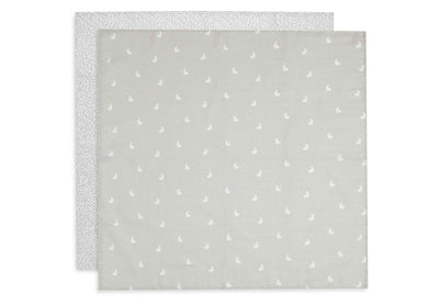 Jollein Spucktuch Hydrophill 70x70cm Dotted&Rabbit Nougat GOTS 2er Pack