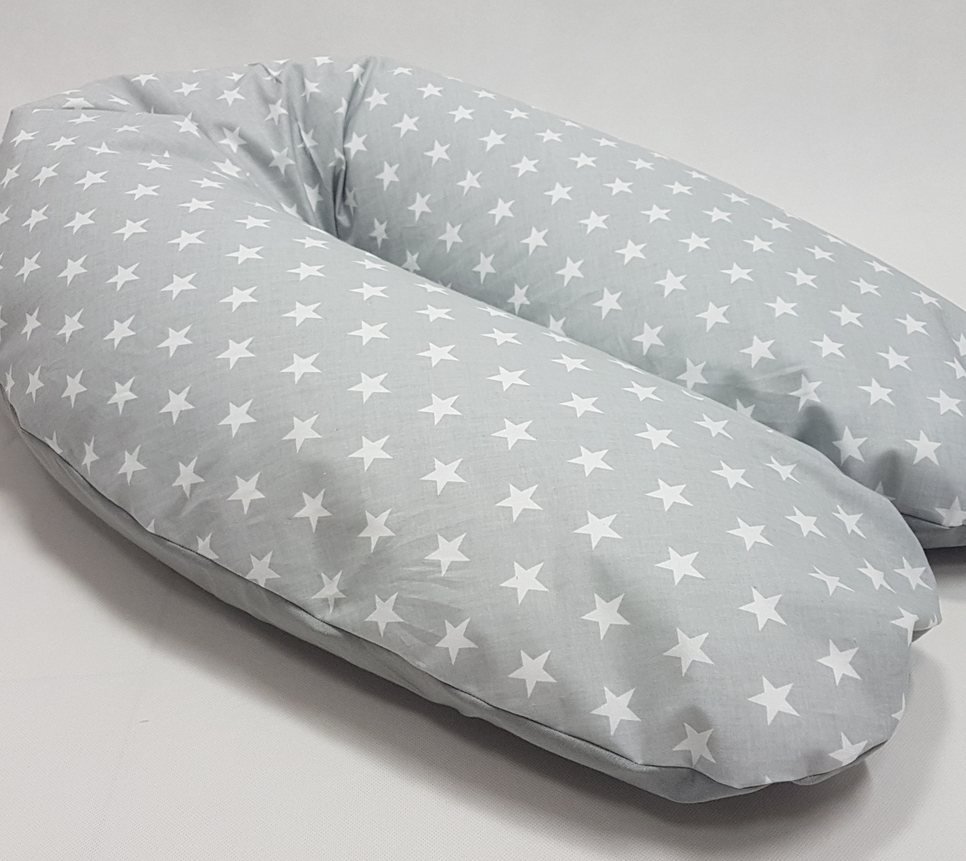 Bisal Stillkissen Sterne grau & grau uni