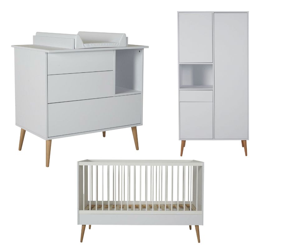 Quax Cocoon Kinderzimmer 3-teilig inkl. Wickelaufsatz Ice white AKTION plus 2 Nischen geschenkt