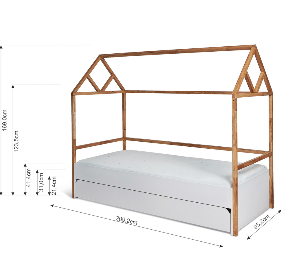 BISAL Kinderbett mit Schublade LOTTA, 90x200cm weiss