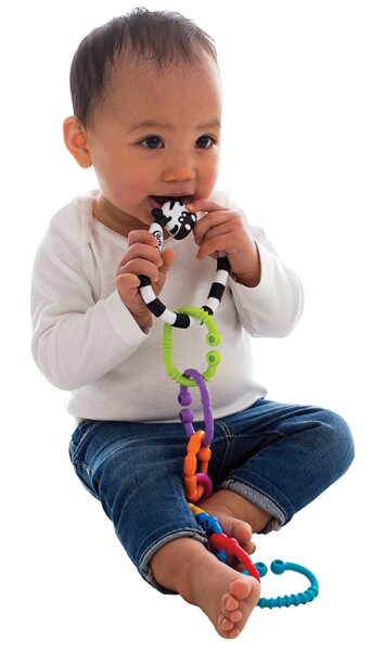 Playgro Beissring Rasselkette Zebra 9-teilig