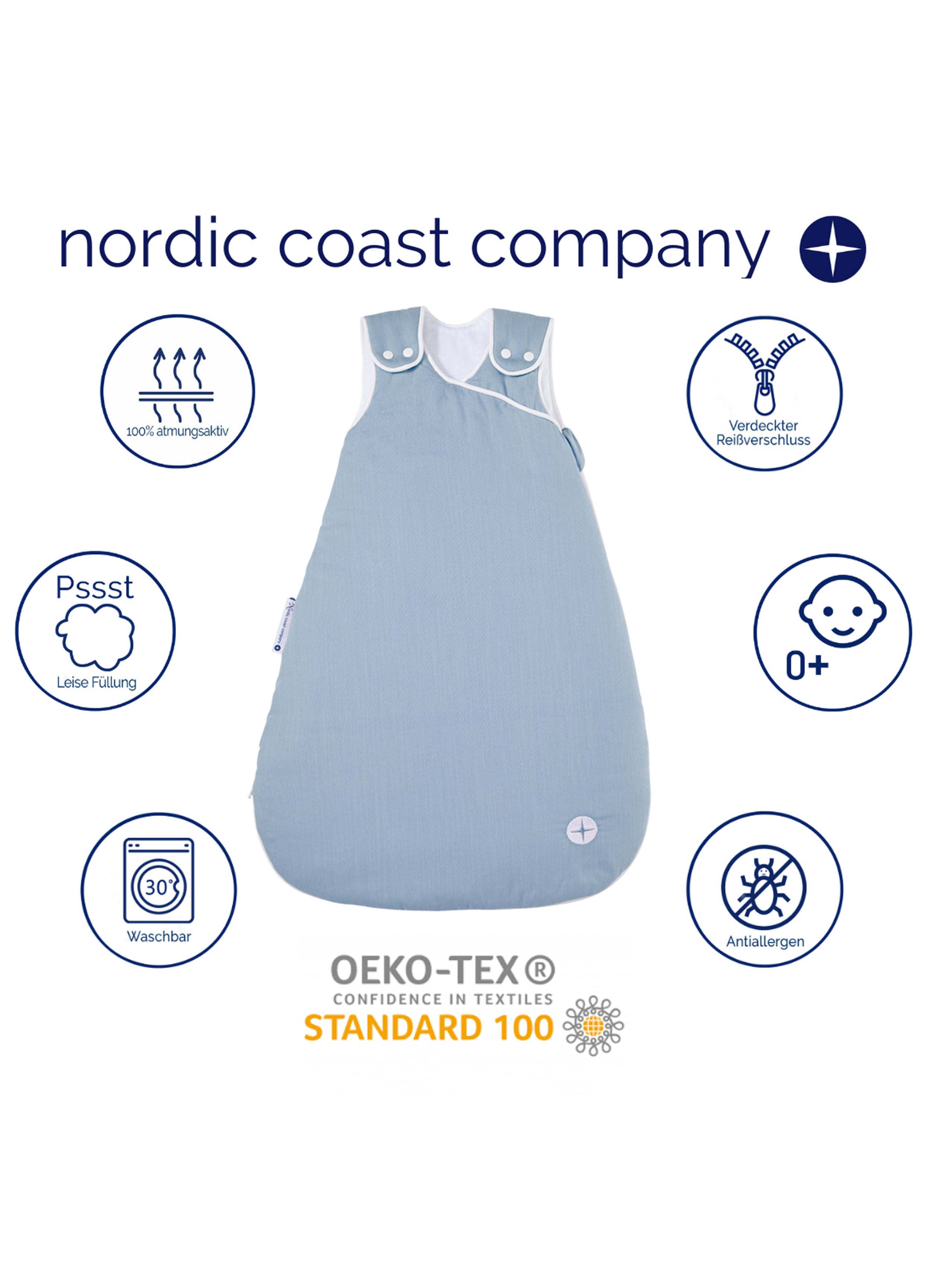 Nordic Coast Baby Schlafsack - Blau Grau