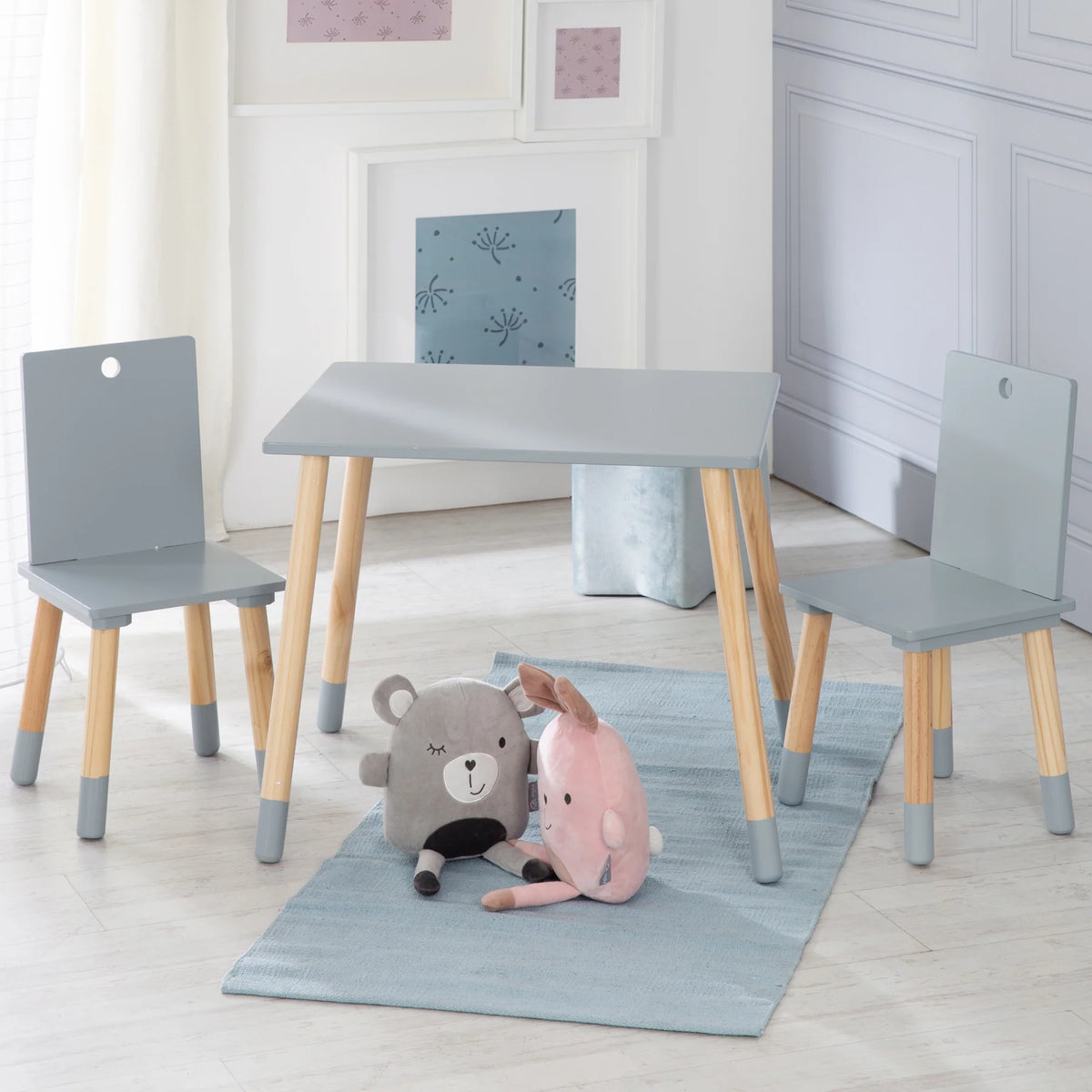 Roba Kindersitzgruppe Holz grau lackiert