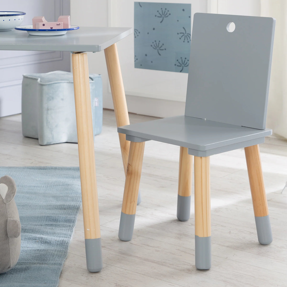 Roba Kindersitzgruppe Holz grau lackiert
