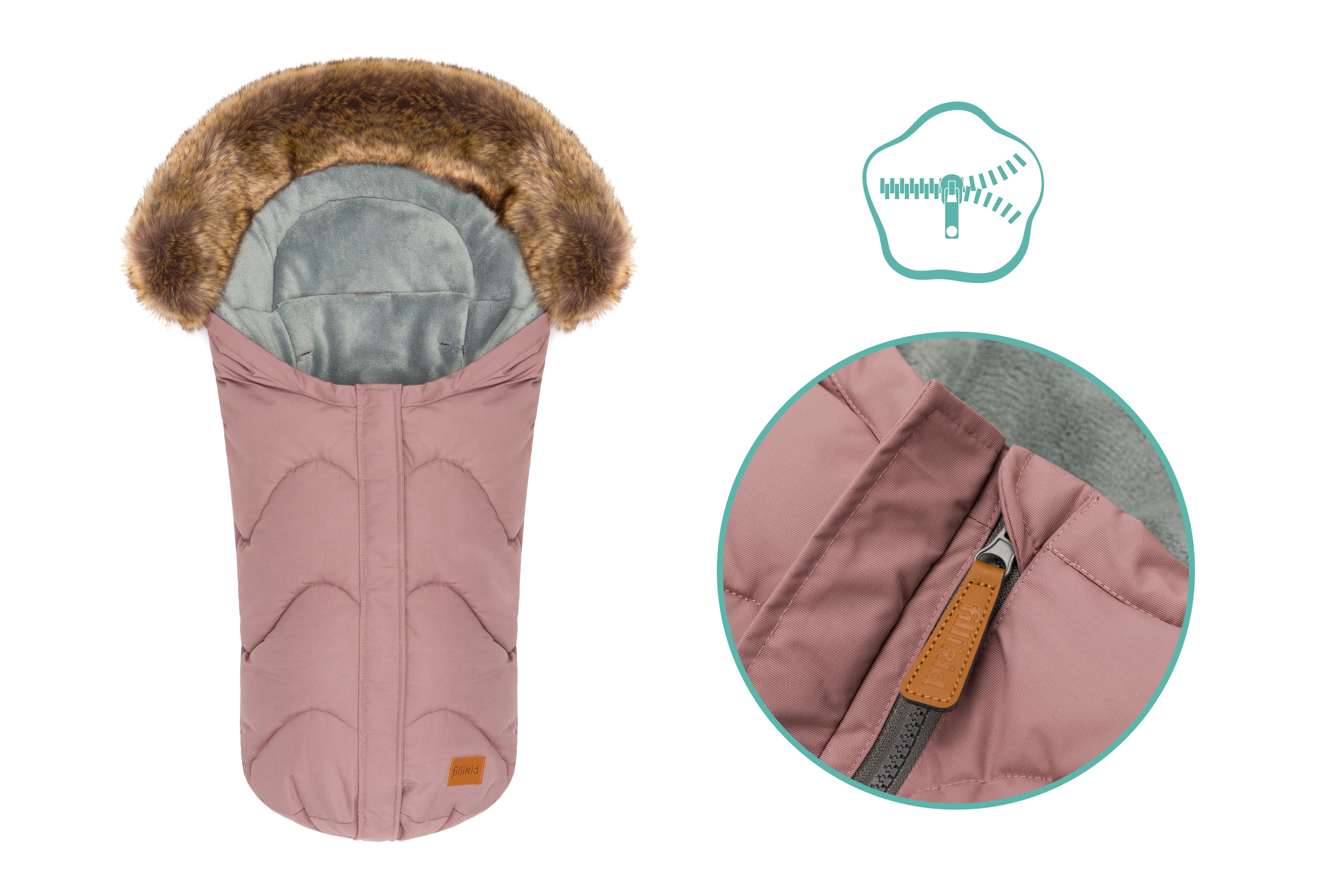 Fillikid Winterfusssack Lhotse für Wanne oder Babyschale rosé