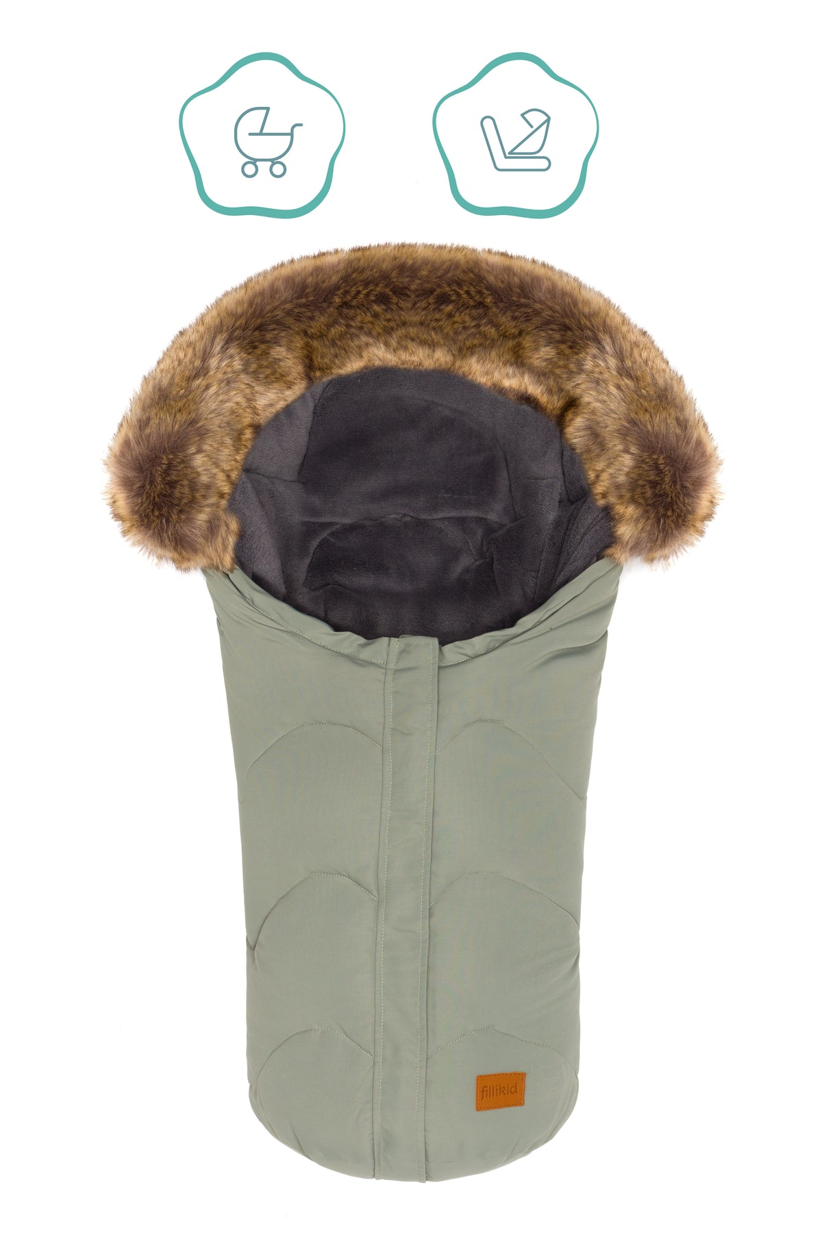 Fillikid Winterfusssack Lhotse für Wanne oder Babyschale Salbei