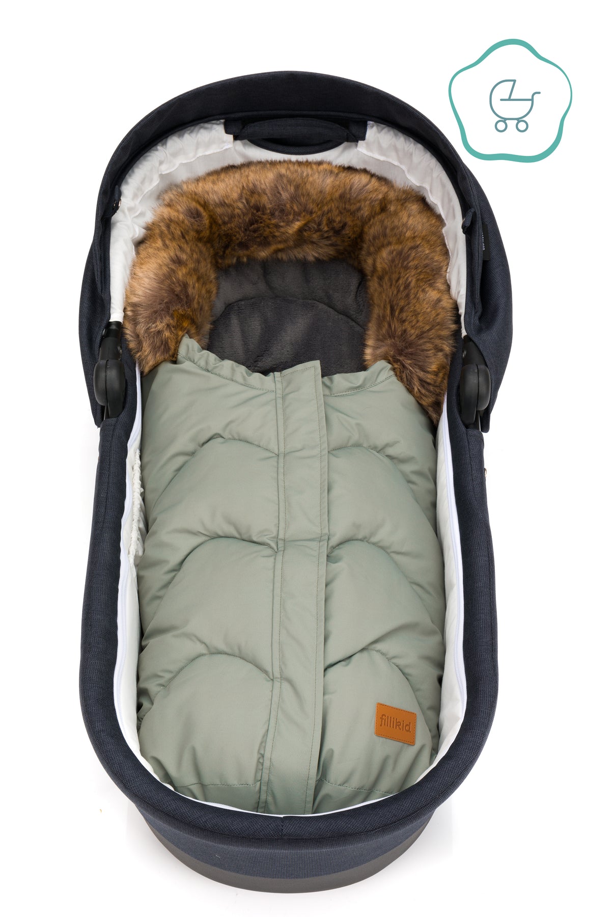 Fillikid Winterfusssack Lhotse für Wanne oder Babyschale Salbei