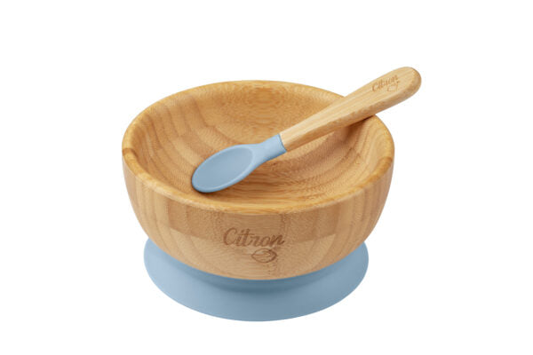 Citron Bamboo Bowl + Löffel mit Saugnapf - Blau