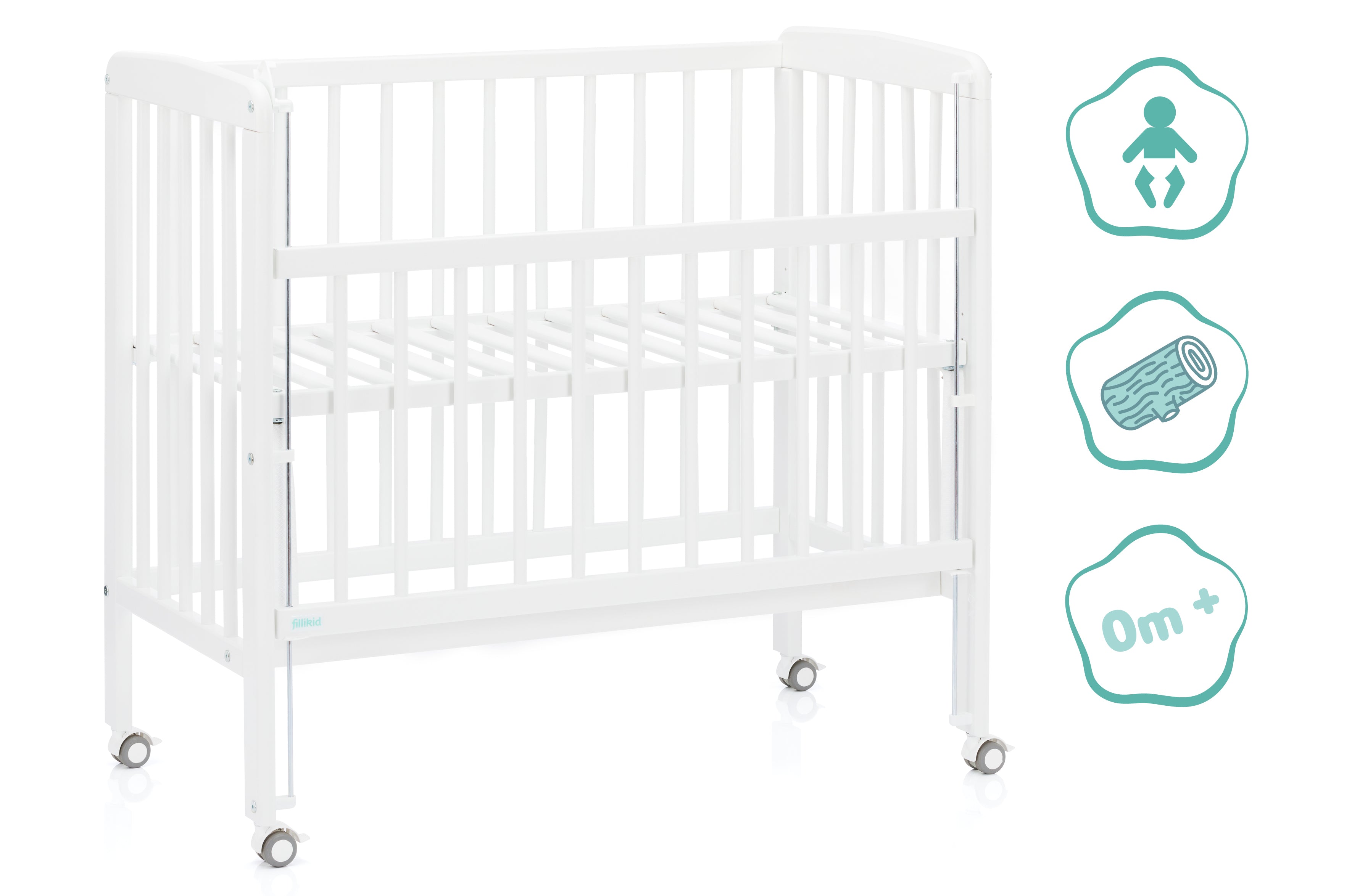 Fillikid Beistellbett 90x45 cm Nino weiss