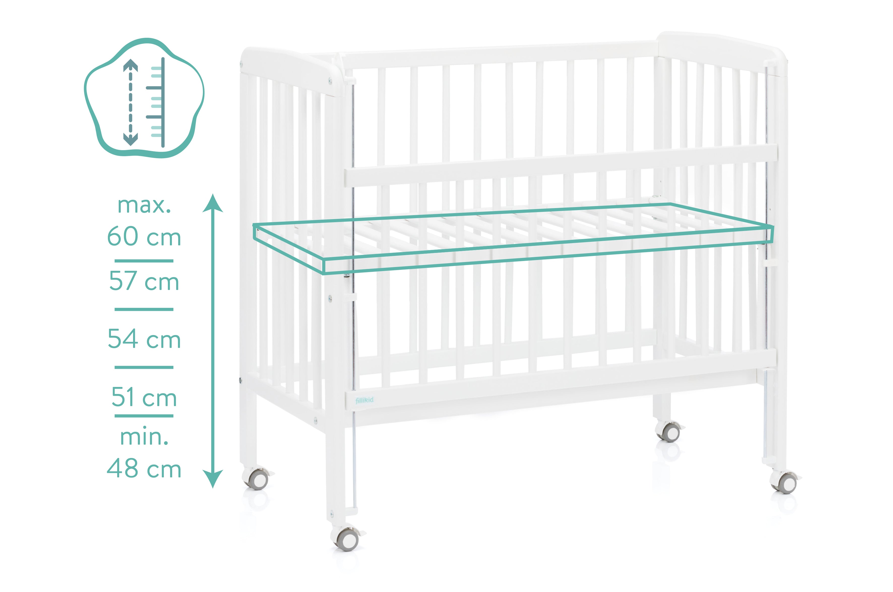 Fillikid Beistellbett 90x45 cm Nino weiss