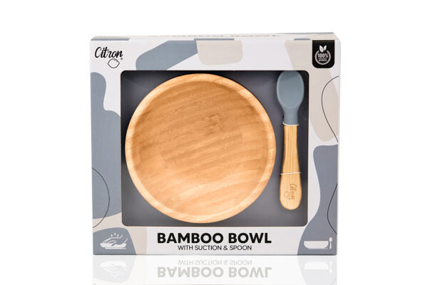 Citron Bamboo Bowl + Löffel mit Saugnapf - Blau