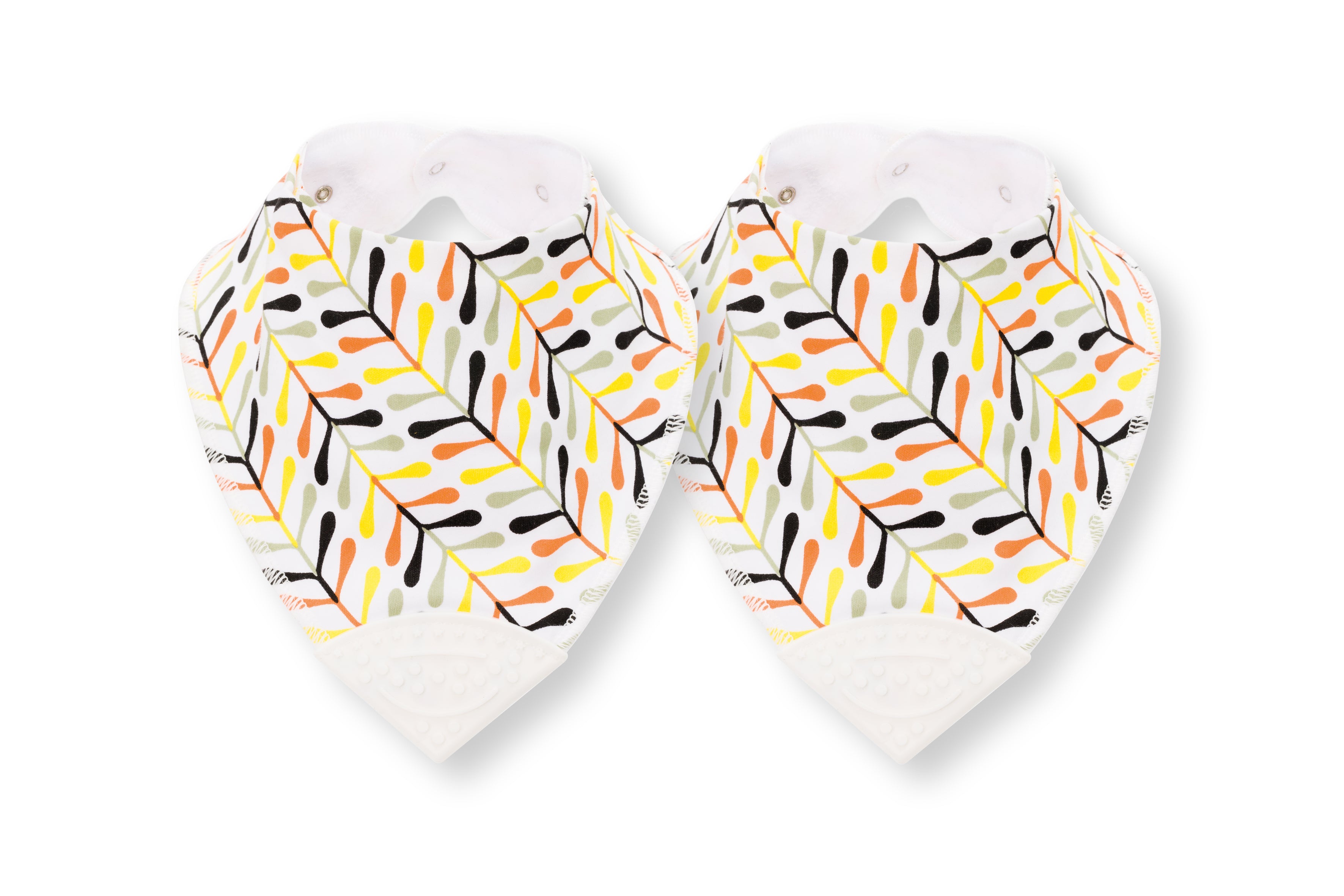 Fillikid Dreieckstuch mit Beissspitze Blätter gelb/orange 2er Pack