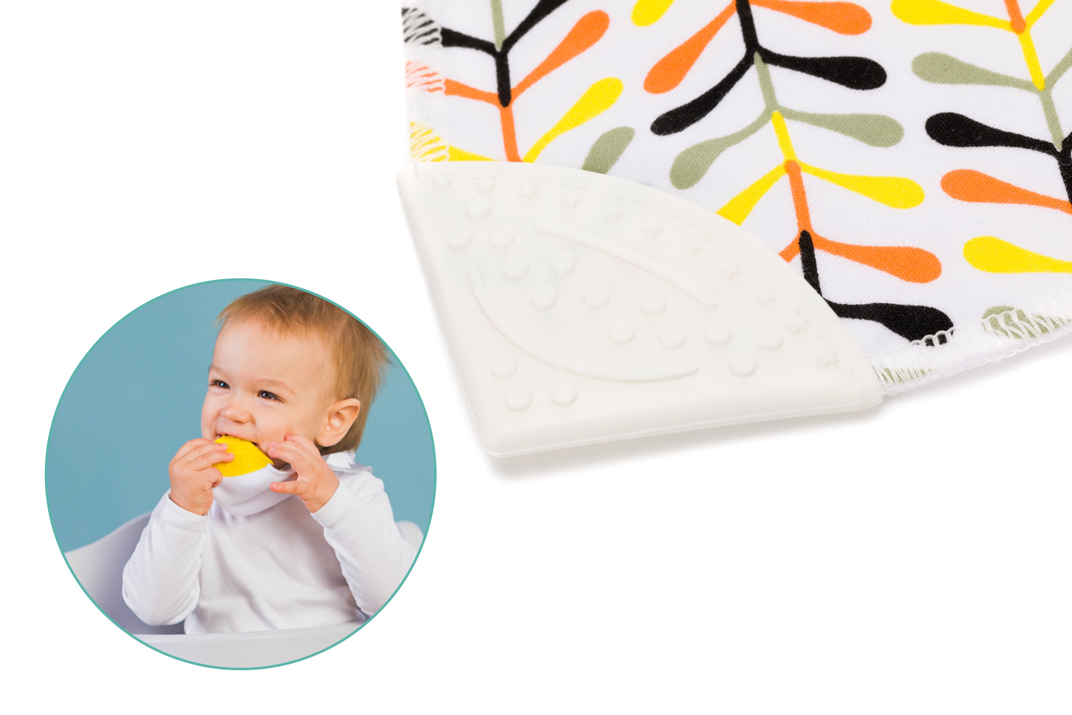 Fillikid Dreieckstuch mit Beissspitze Blätter gelb/orange 2er Pack