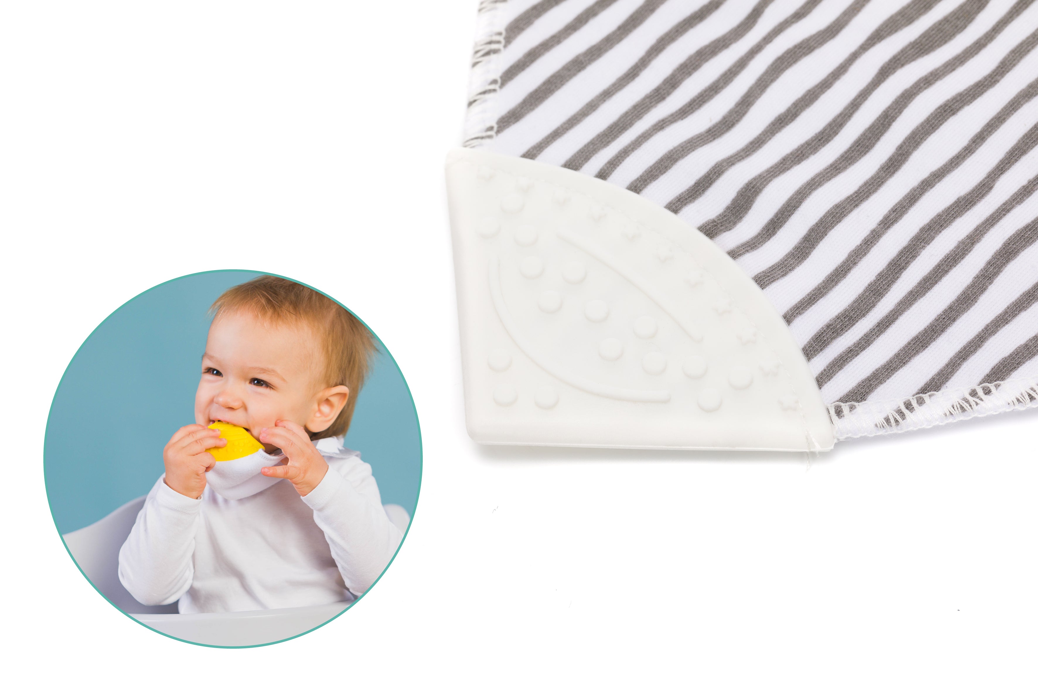 Fillikid Dreieckstuch mit Beissspitze Streifen grau 2er Pack