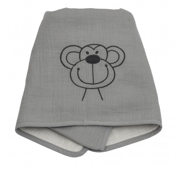 Bebe's Collection Musselin Kuscheldecke 70 x 100 cm Affe grau